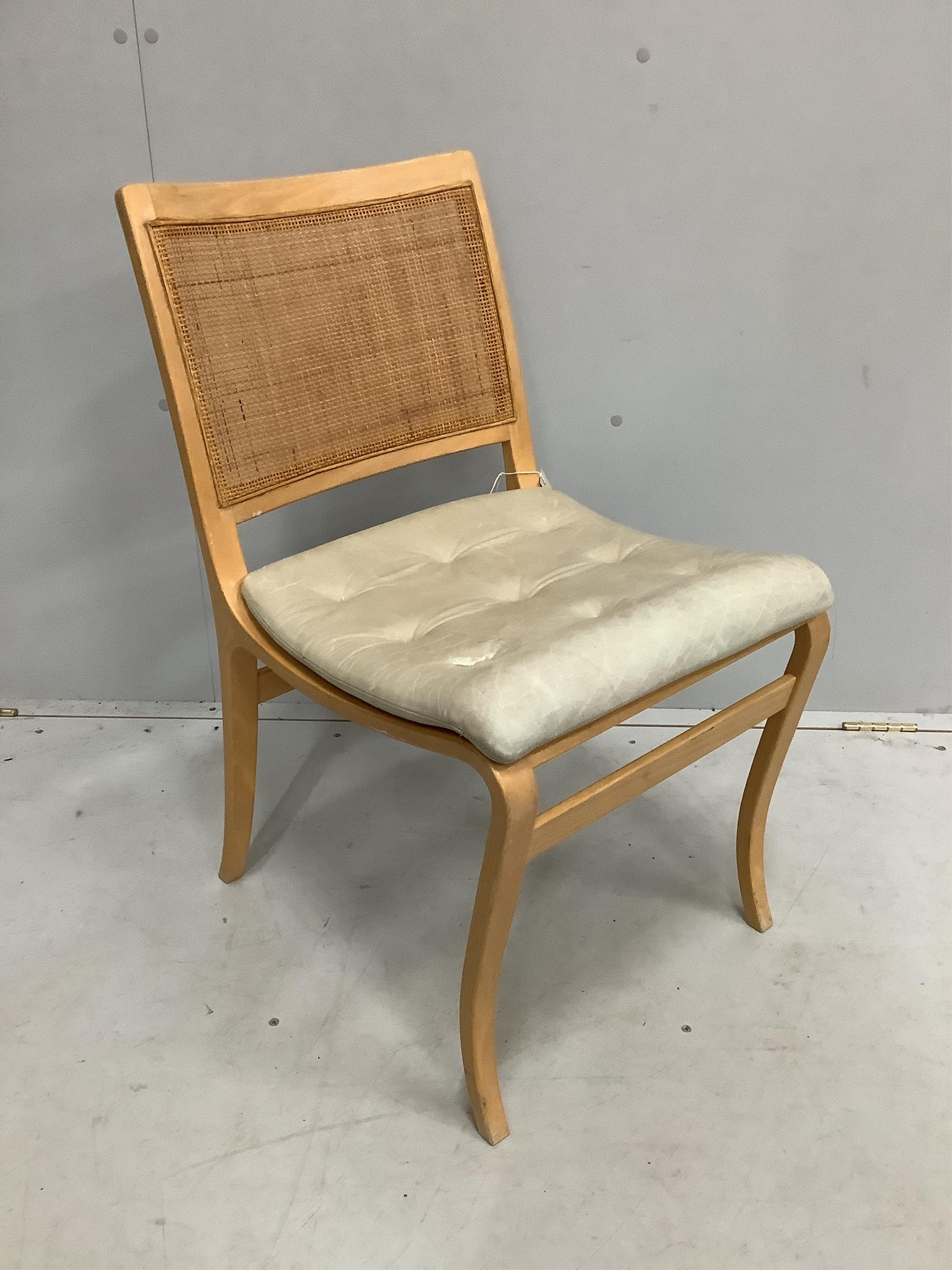 A Bruno Mathsson Kerstin beech chair with white leather squab seat, width 45cm, depth 45cm, height 79cm. Condition - good